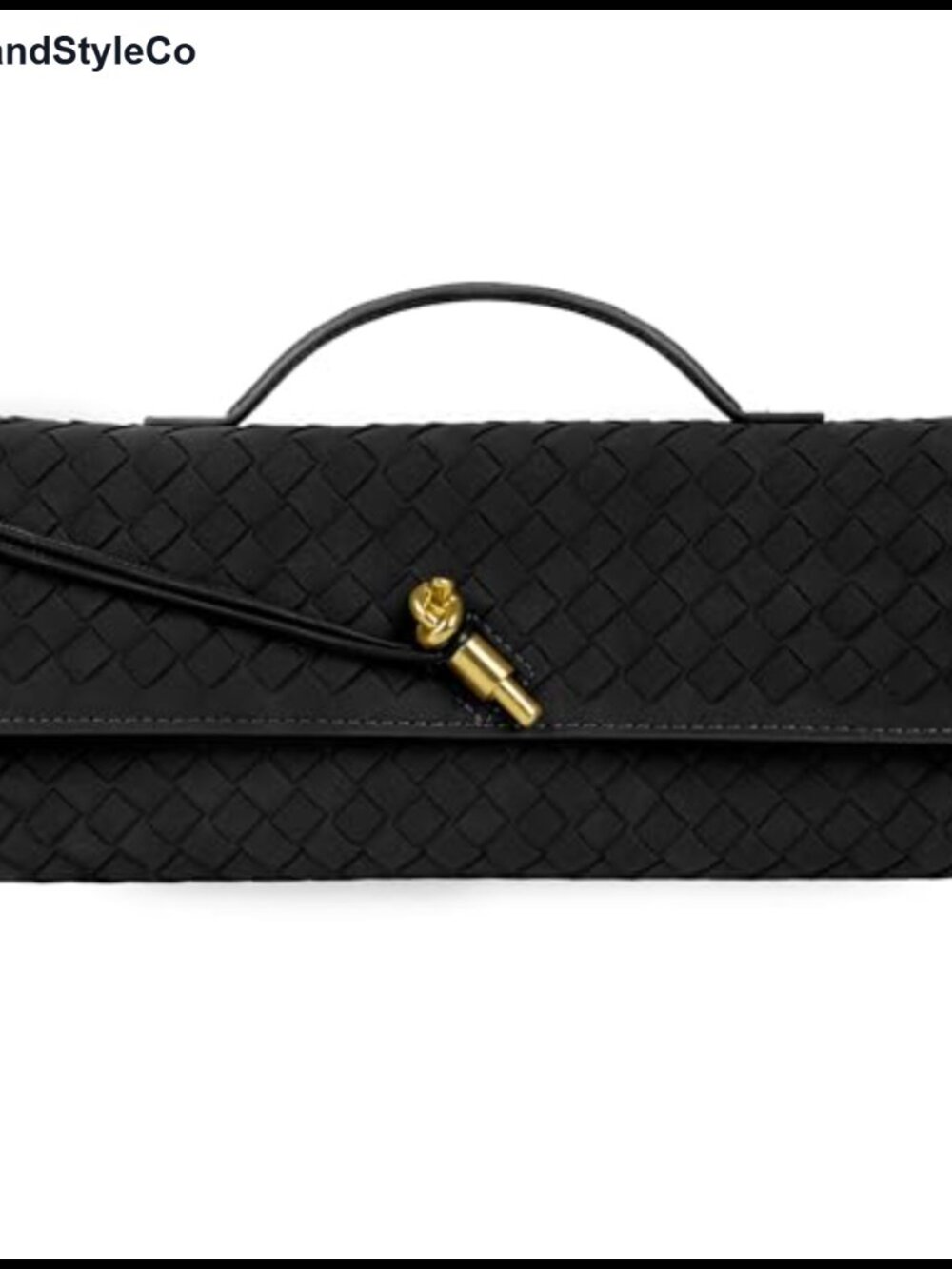Woven Suede Vegan Leather Clutch Evening Bag Crossbody Adjustable Strap